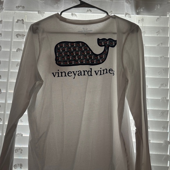 Vineyard Vines Tops - Vineyard Vines White Long Sleeve with Navy Whale and fall pumpkins/coffee